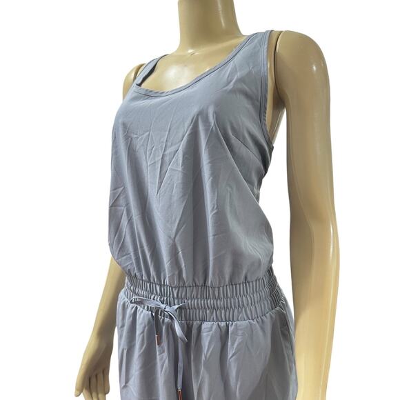 Calia by Carrie Underwood Jumpsuit Large Cinch Waist Tapered Leg Loungwear Blue - Picture 4 of 11
